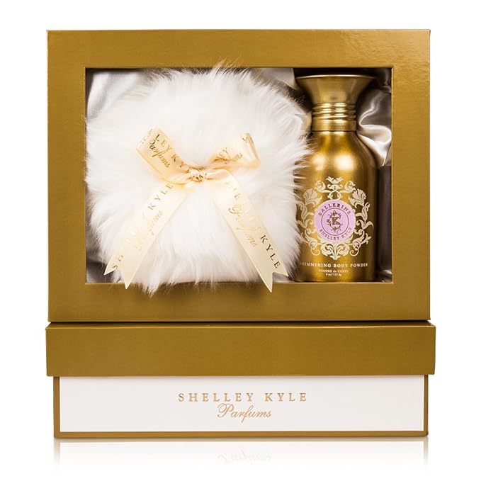 Ballerine Talc Free, Fragrance-Filled, Shimmer Powder, Body Powder, Dusting Powder, with Baby Puff, Gift Box Set, 100g