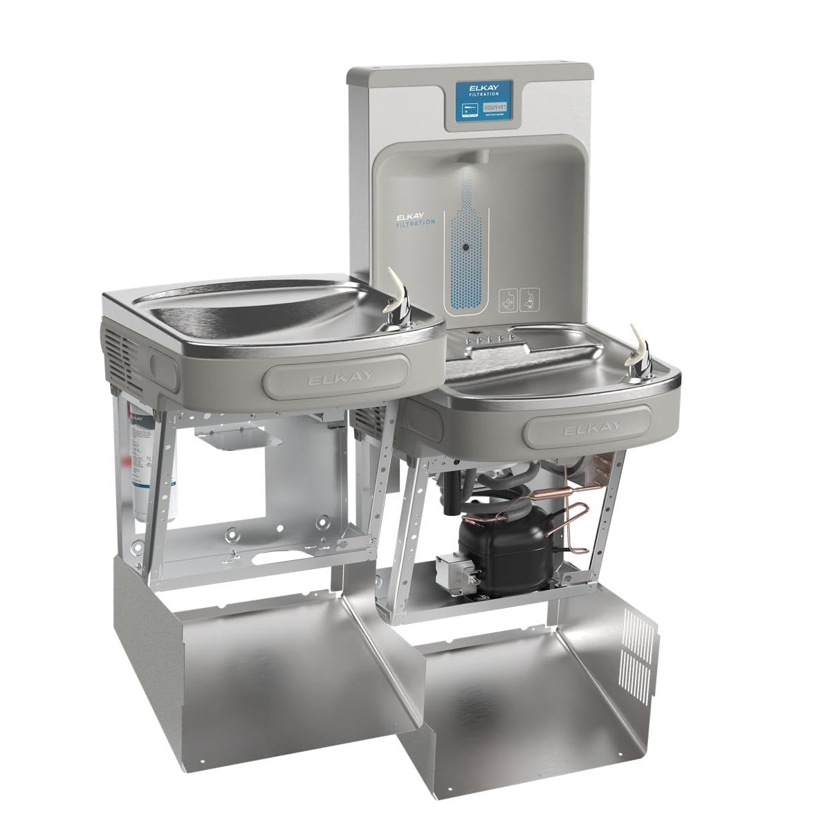Elkay LZSTL8WSLP Enhanced Bottle Filler & Bi-Level ADA Cooler Refrigerated Light Gray Granite High Capacity Lead Drop Down Wrapper