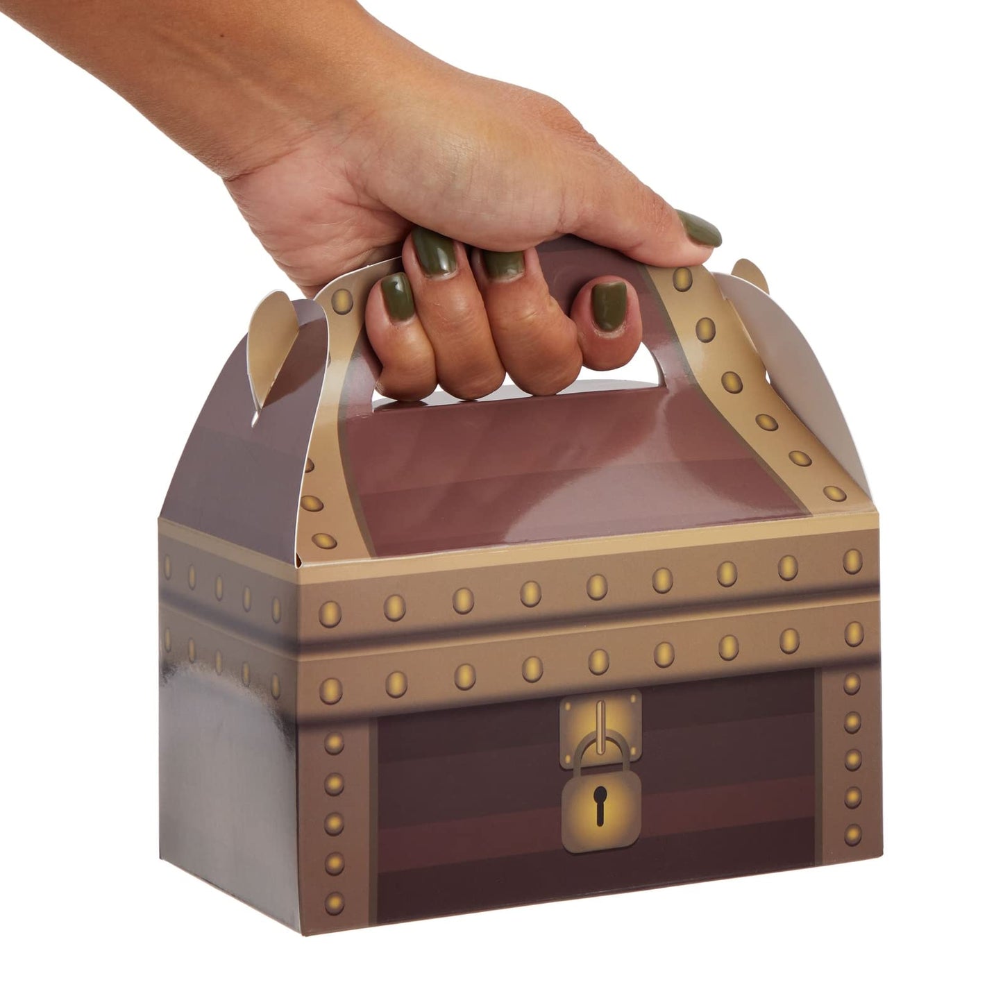 BLUE PANDA Treat Boxes - 24-Pack Paper Party Favor Boxes, Pirate Theme Treasure Chest Loot Design for Birthdays and Events, 6 x 3.3 x 3.6 inches