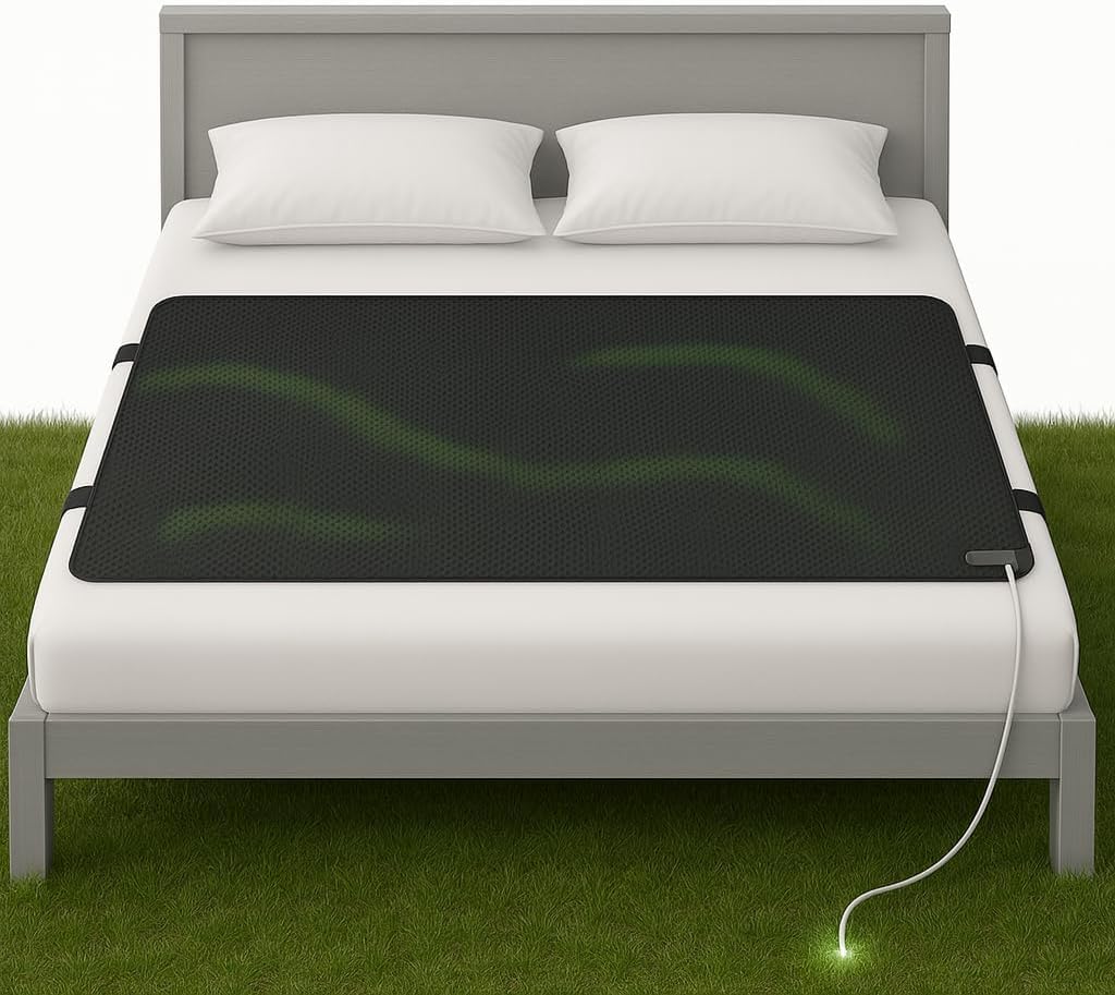 Grounding Mat for Bed (King/Queen/Full/Twin) - Earthing Grounding Pad, Soft Breathable Conductive Carbon Sleep Mat, Better Sleep & Muscle Relaxation, Anti-Slip Durable, Easy Setup, Gift Box Included