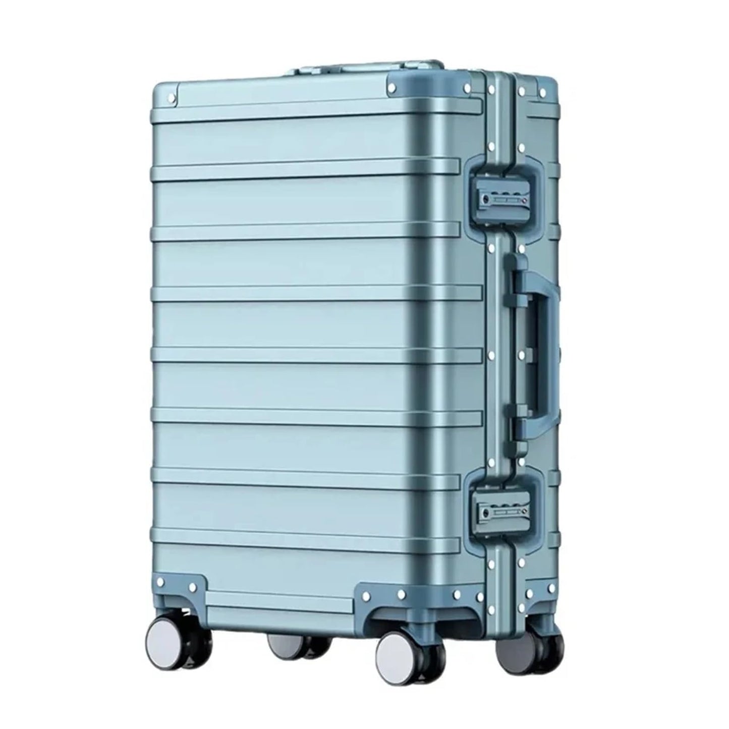MUdson Trunk Aluminum Travel Luggage High End Fashion Trolley Suitcase Password Lock 20 Inch Boarding Box Luggage Durable (Color : Silver, Size : 29")