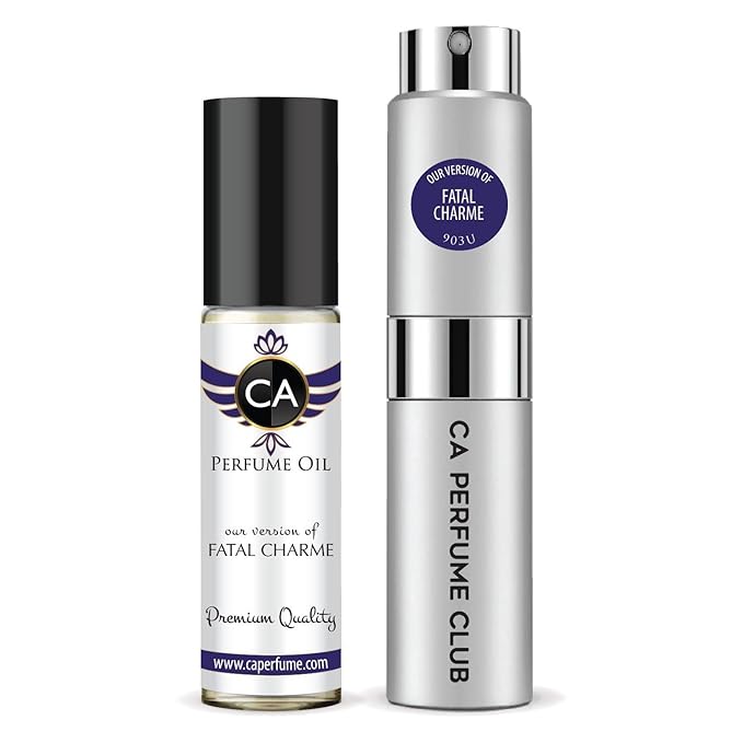 CA Perfume Duo Impression of Fatal Charme For Women And Men Perfume Layering Set Long Lasting Travel Size EDP + Body Oil Roll-On Bottle 0.27 Fl Oz+0.33 Fl Oz