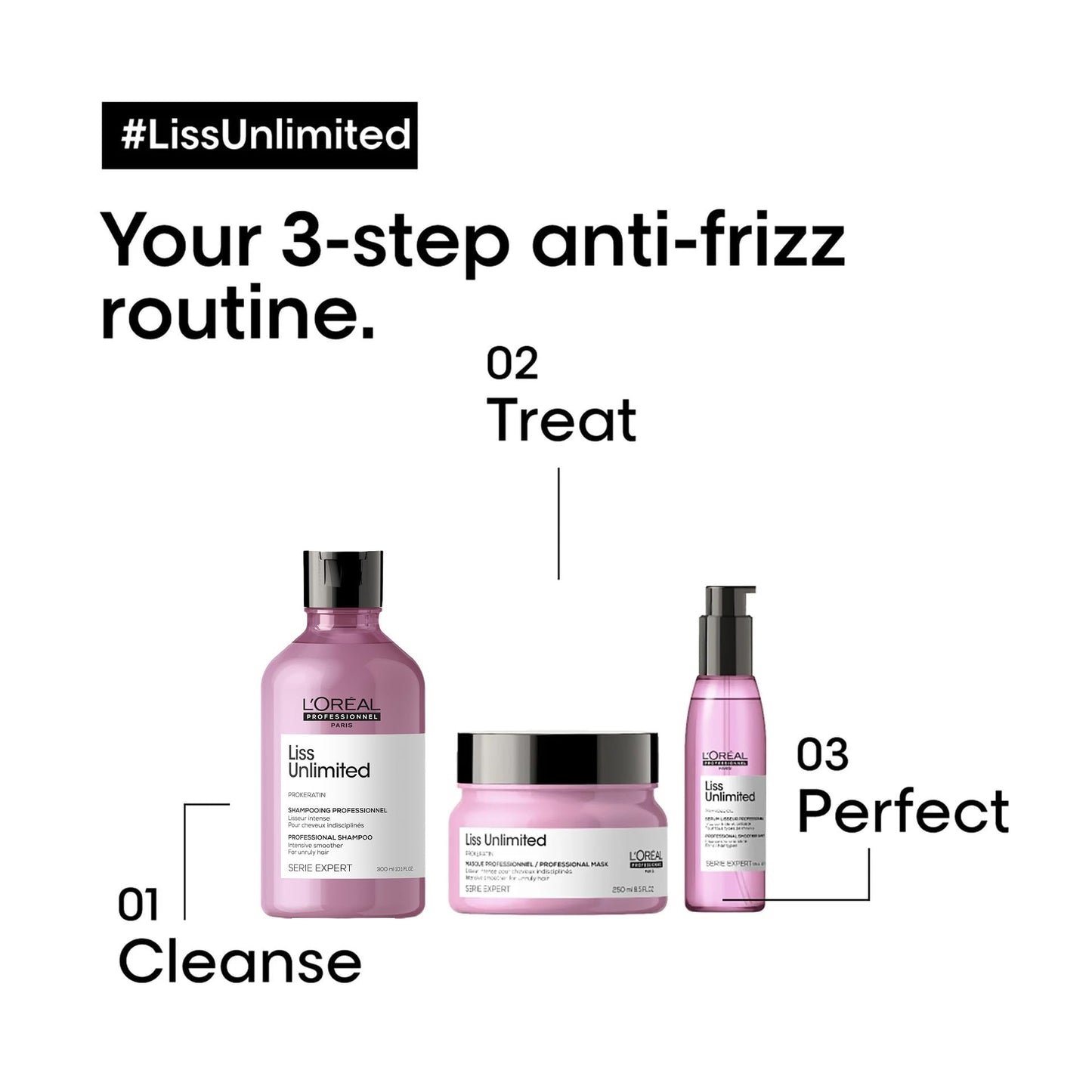 L'Or  al Professionnel Paris Liss Unlimited Shampoo - Provides Long-Lasting Frizz & Humidity Protection With Moisture, For Frizz