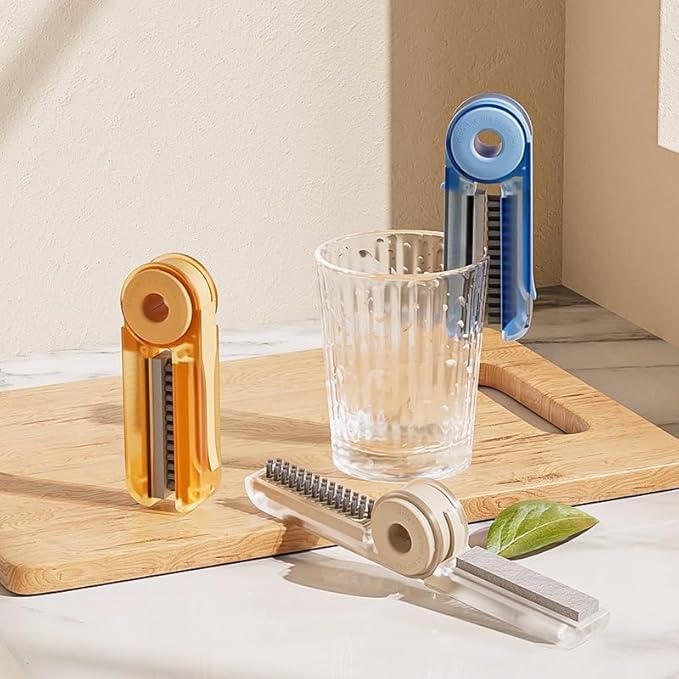 4 in 1 Cup Lid Cleaning Brush Set - No Exposed Wet Parts, Multifunctional Lid Cleaner, Silicone Cup Lid Gap Cleaner, Multipurpose Bottle Gap Cleaner Brush Beige 1 pcs