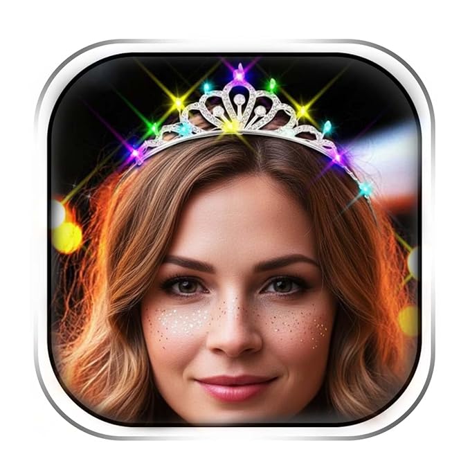 JEWEKY Light Up Tiara Glow Silver Led Rhinestone Princess Crown Birthday Hair Accessories for Women (01, One Size)