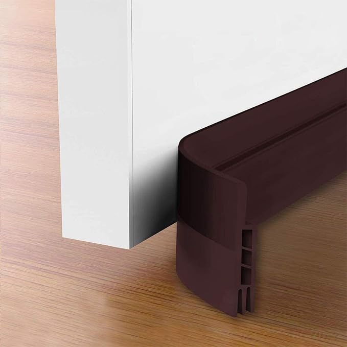 Suptikes 2 Pack Door Draft Stopper，Door Sweep for Exterior & Interior Doors,Door Bottom Seal Dust and Noise Insulation Weather Stripping Draft Guard Insulator, 1.8" W x 37" L, Brown