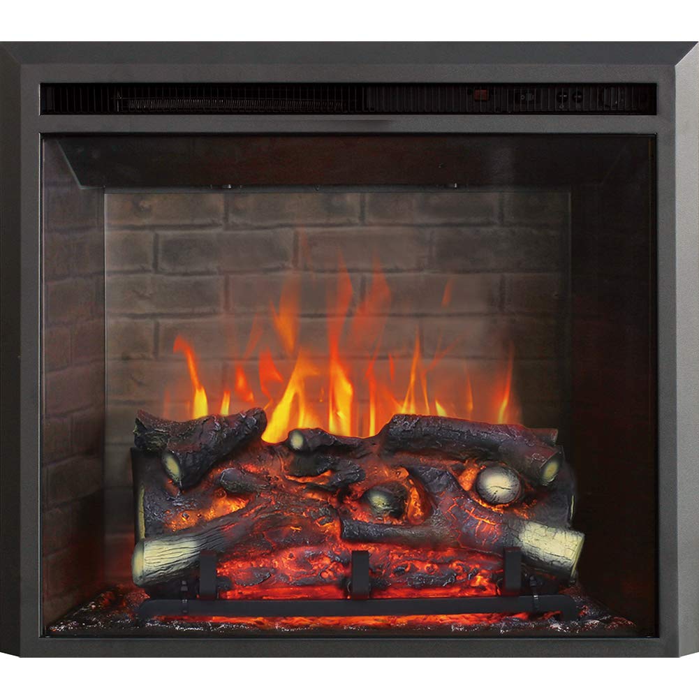 Richflame Gavin 26 Inches Electric Fireplace Insert With Log Speaker, Designed For Stud, Wood Burning Opening, Cabinet & Wood Ma