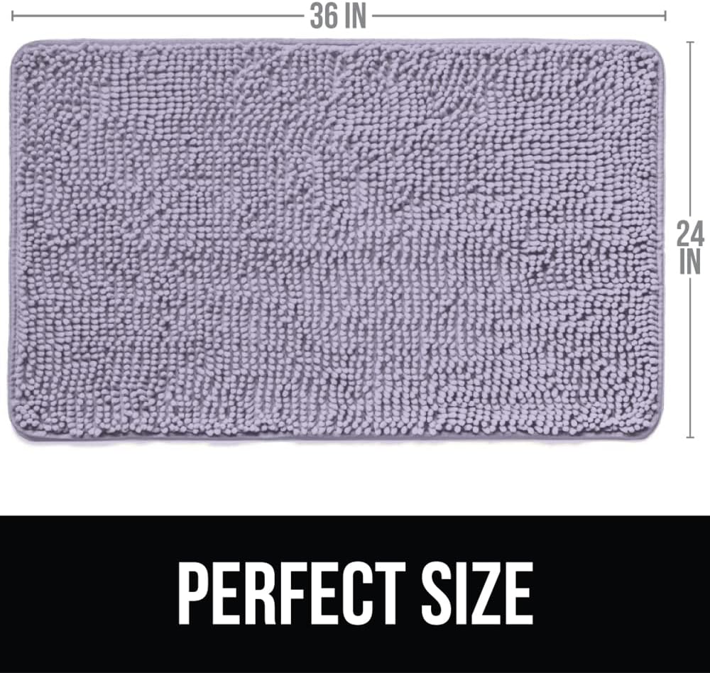 KANGAROO Bathroom Rugs, Chenille Soft Absorbent Bath Rug, Shaggy Shower Mat, Quick Dry Machine Wash Bathmat, Plush Carpet Mats for Tub, Bathtub and Room Home Decor Accessories, 36x24, Light Purple