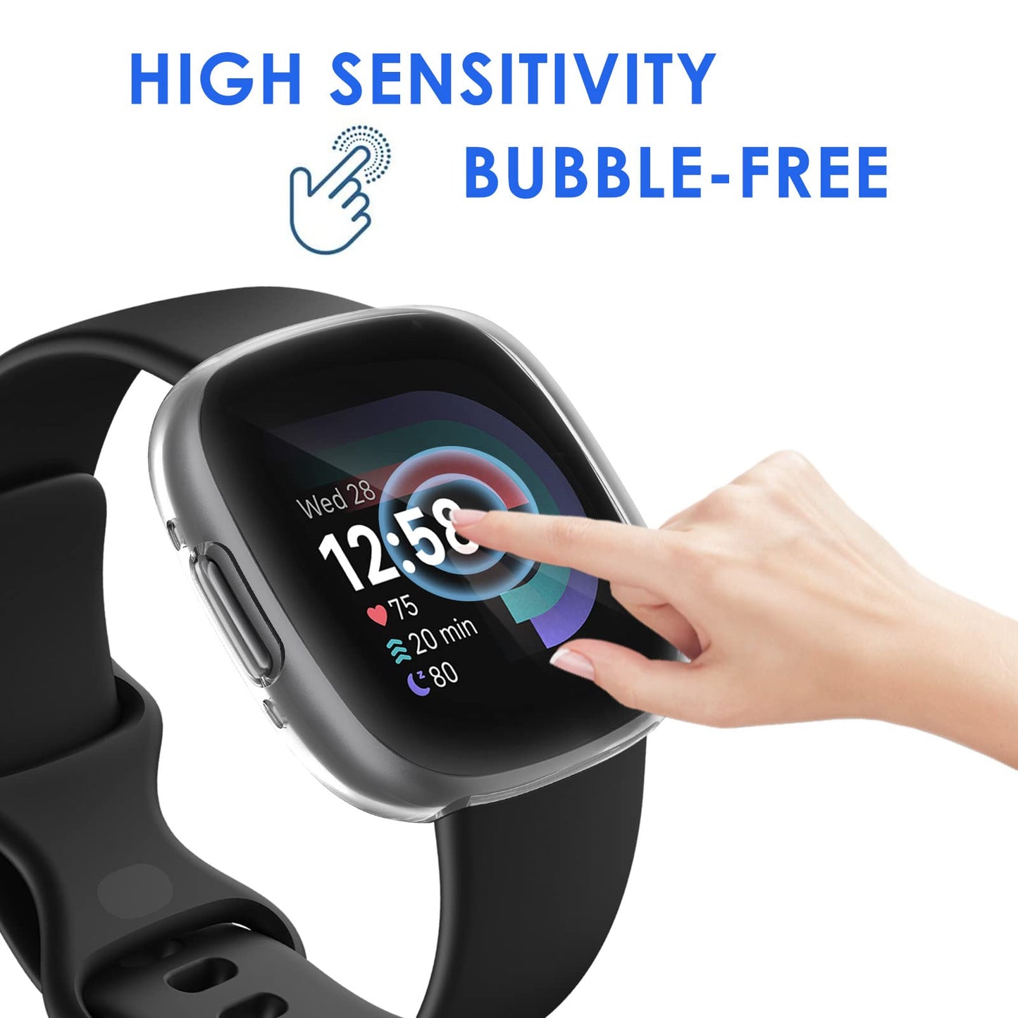 Nanw 4-Pack Screen Protector Case Compatible With Fitbit Sense 2/Versa 4, Soft Tpu Plated Bumper Full Cover Protective Cases For