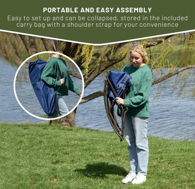 Timber Ridge Folding Rocking Camping Chair - Portable Outdoor Rocker Chair with Carry Bag - Supports 250 lbs