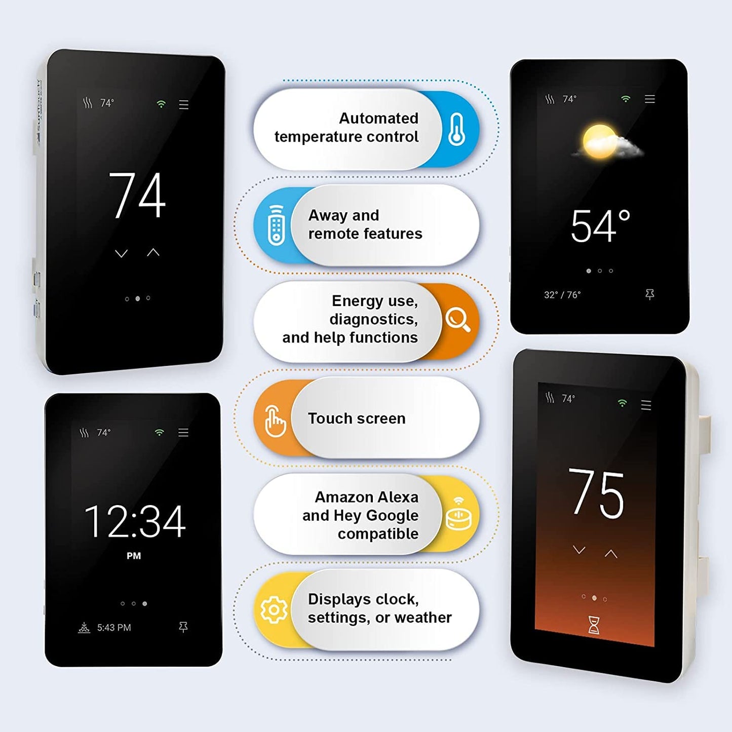 SunTouch ConnectPlus WarmWire Under Floor Heating Kit with Cable, Sensor, SunStat Voice-Activated WiFi Thermostat, 60 Sq Ft with 3" Spacing, 120V, Installs Over Plywood, Backer Board, Concrete Slab