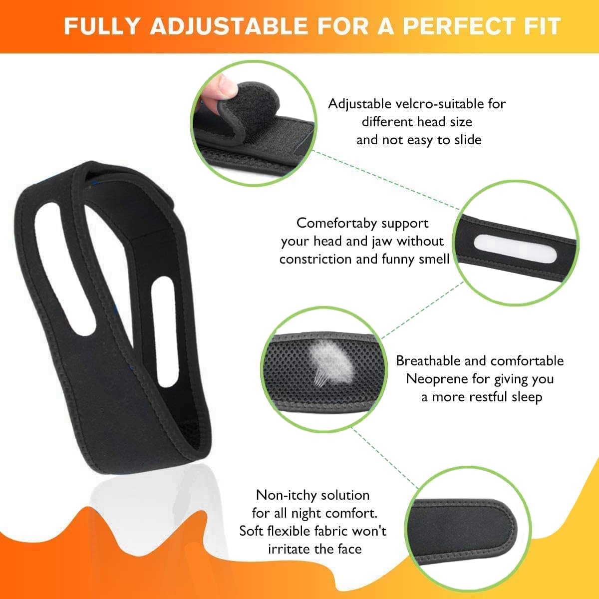 Anti Snoring Chin Strap, Stop Snoring Chin Straps for CPAP Users, Jaw Strap for Sleeping,Chin Straps to Keep Mouth Closed for Sleeping Better, Cpap Chin Strap for Sleep for Men Women
