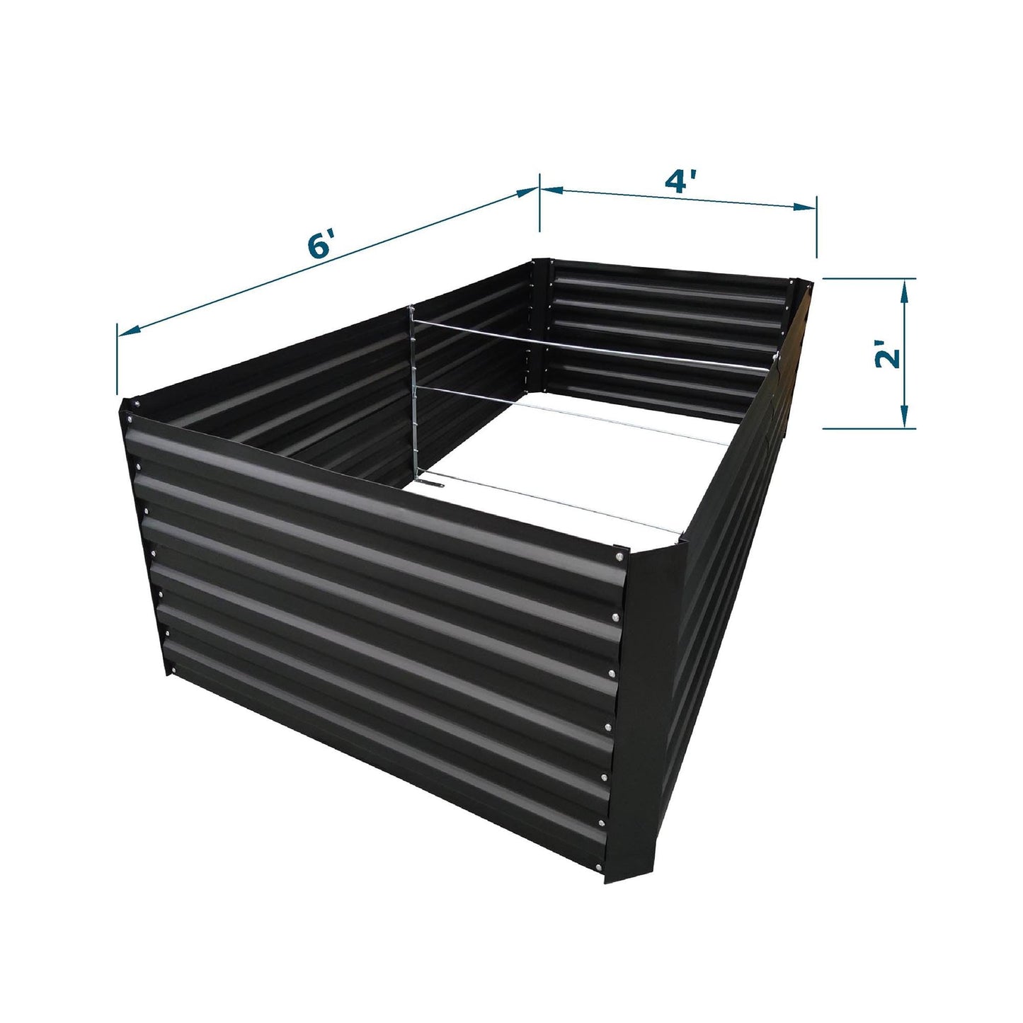 6x4x2FT Metal Raised Garden Bed Kit, Galvanized Outdoor Garden Bed Planter Box for Vegetables, Flowers, Herbs, Succulents and More, Black