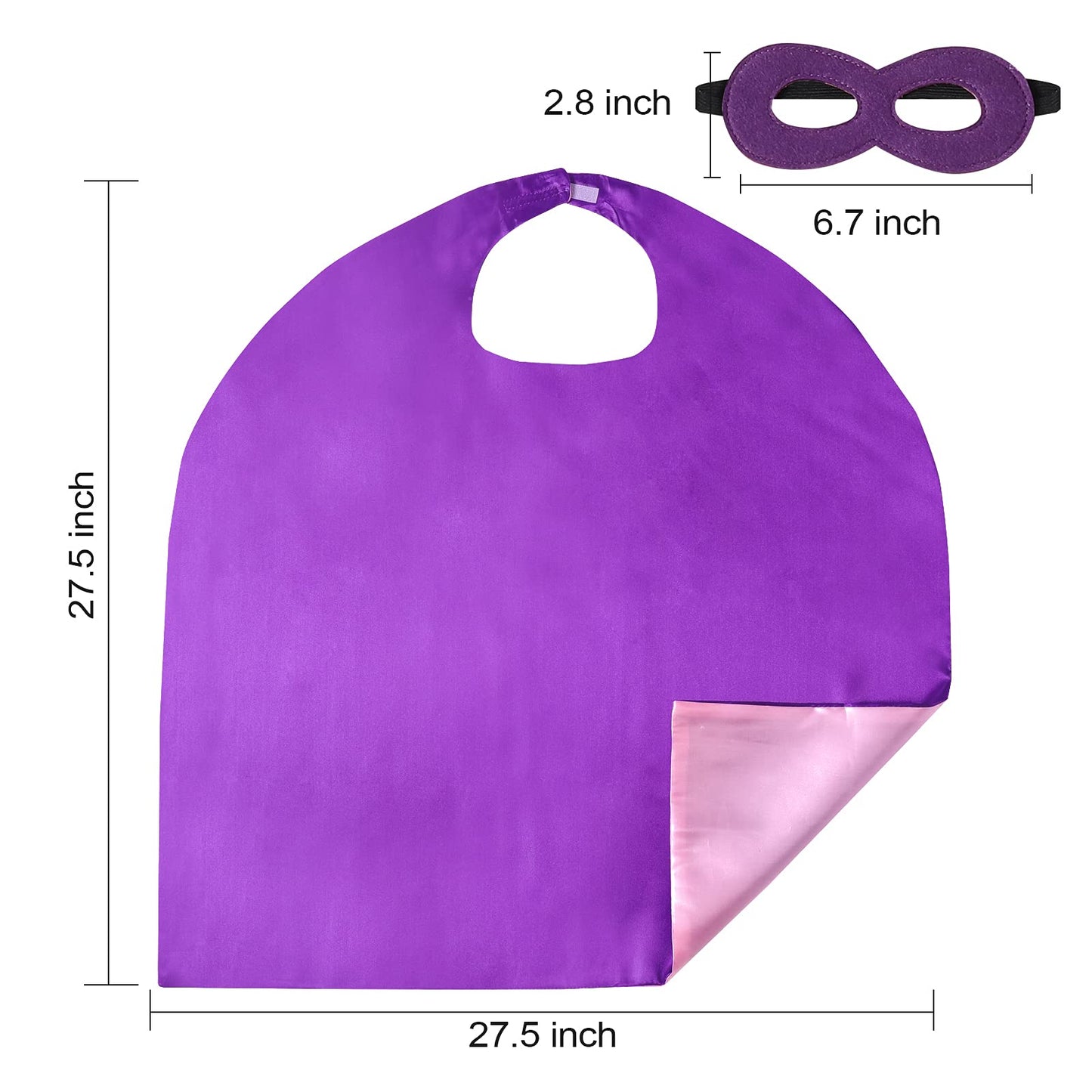 Evlatte Kids Superhero Cape and Mask, Festival Fancy Dress Superhero Costumes for Boys and Girls Dress up for Halloween Christmas Cosplay Birthday Party (Purple-Pink)