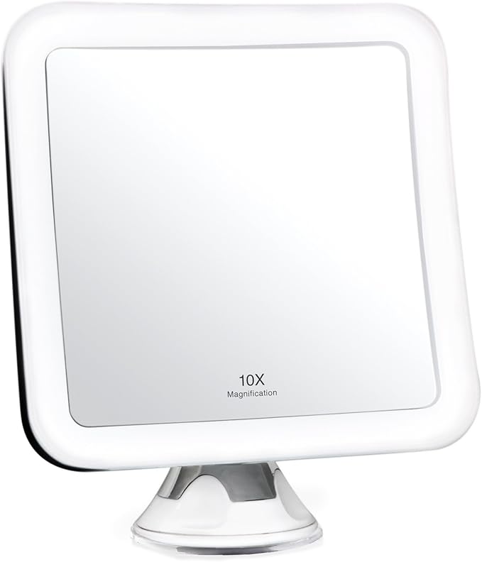 Fancii 10X Magnifying Lighted Makeup Mirror - Daylight LED Vanity Mirror - Compact, Cordless, Locking Suction, 6.5" Wide, ...