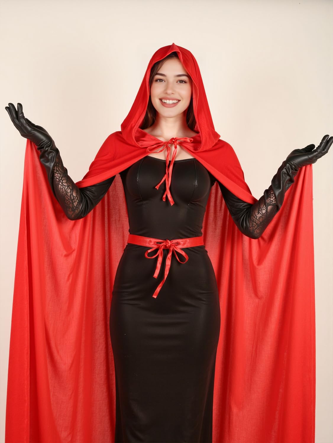 HOMELEX Black Witch Velvet Cloak Halloween Hooded Cape Queen King Robe Outfit Renaissance Medieval Costume