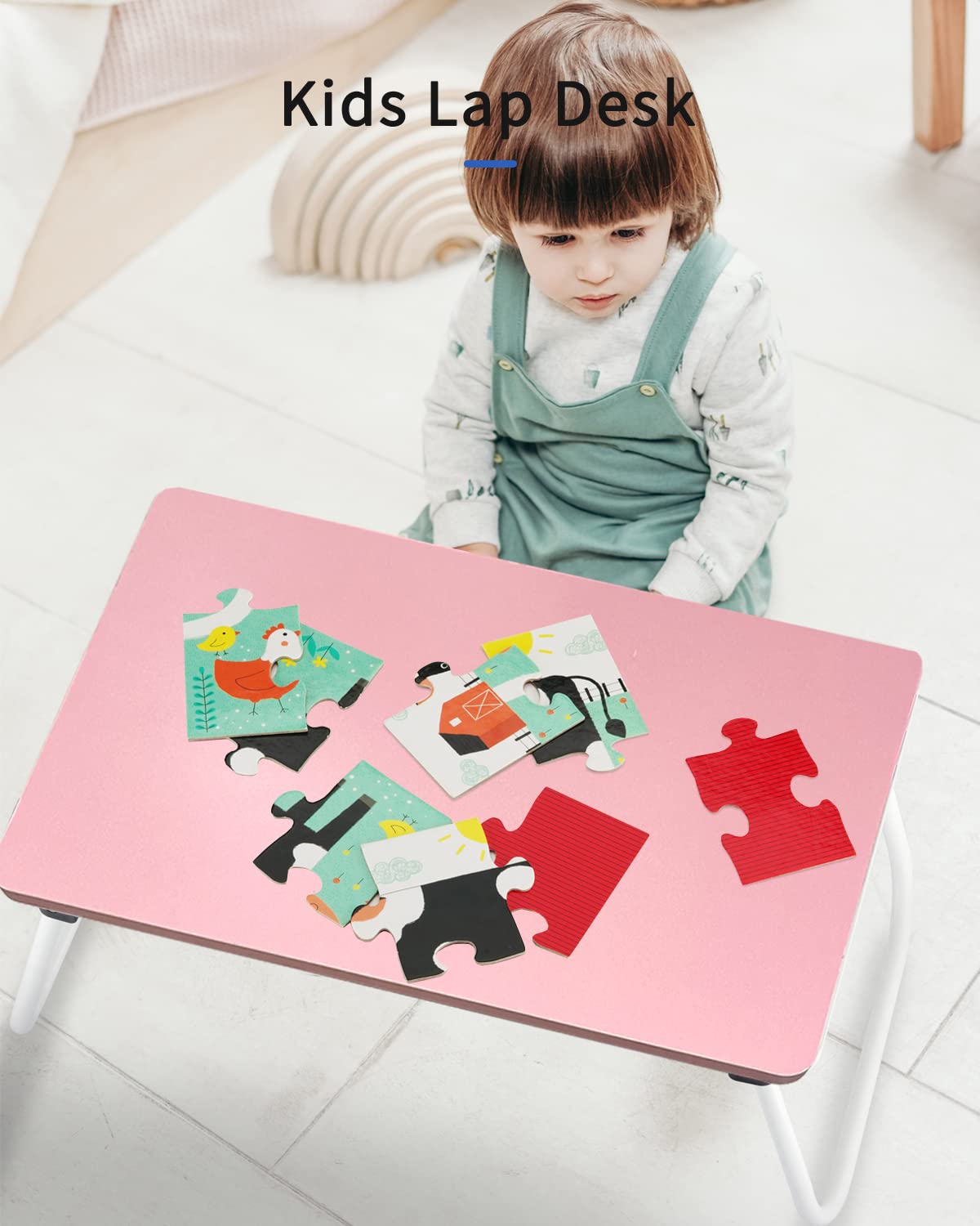Ruxury Folding Lap Desk Laptop Stand Bed Desk Table Tray, Breakfast Serving Tray, Portable & Lightweight Mini Table for Sofa Couch Floor - - Pink