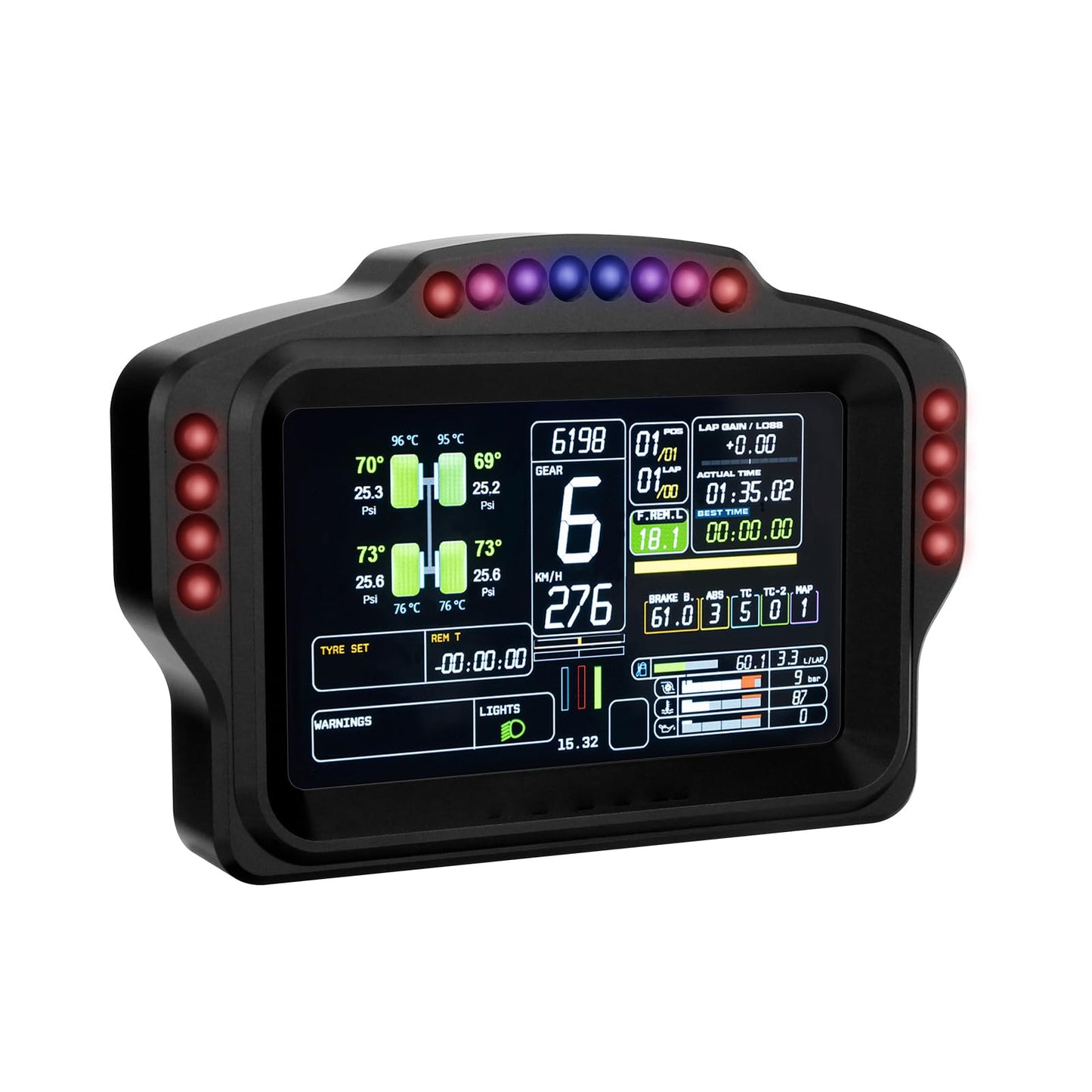 DV480 Pro V5 SimRacing Dashboard-DDU-Display Sim Racing Dash with 5" Screen & 16 RGB LEDs for Simulation Racing Games Accessories include Bracket for Wheel Base, Compatible with all DD bases