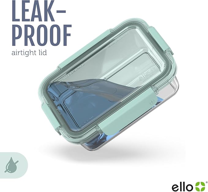 Ello Color Lock 8PC Mixed Glass Food Storage Sets, Leak-Proof Glass Food Storage Containers with Airtight BPA-Free Plastic Lids, Dishwasher, Microwave, and Freezer Safe, Purple Rain