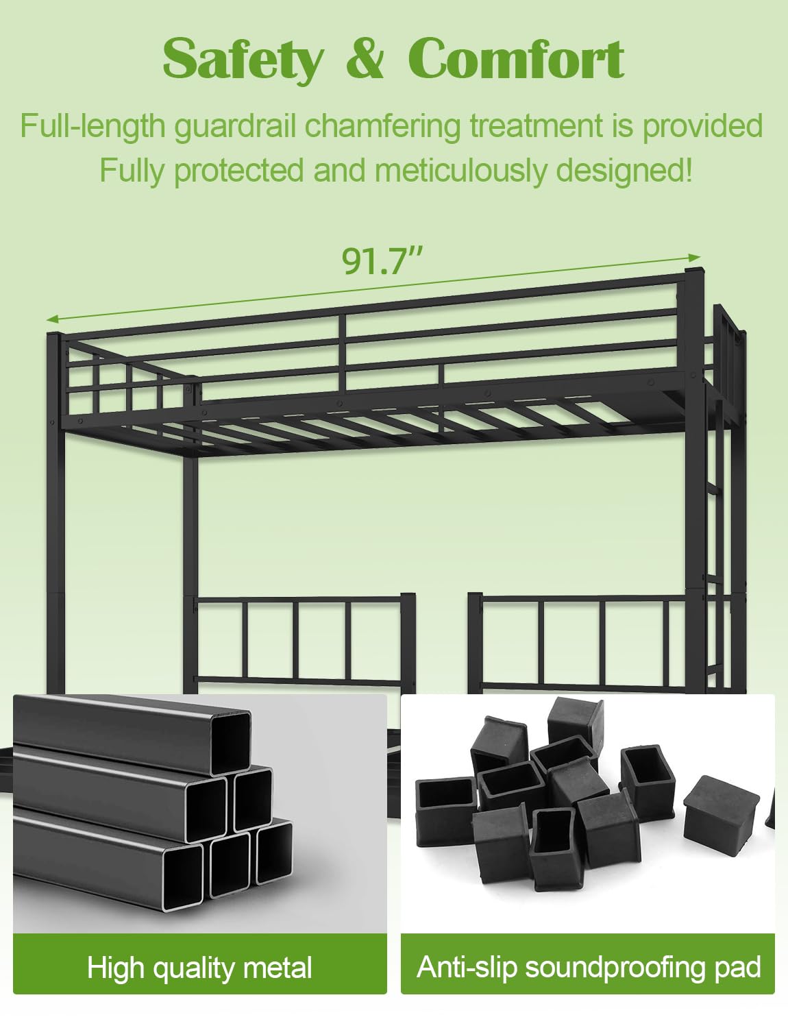 HKOLIE Twin Over Twin & Bunk Beds for 3, Triple Bunk Bed for 3 with Guardrails, Ladder & Upper-Bed Platform, for Children, Teens, Adults, No Box Spring Needed, Black