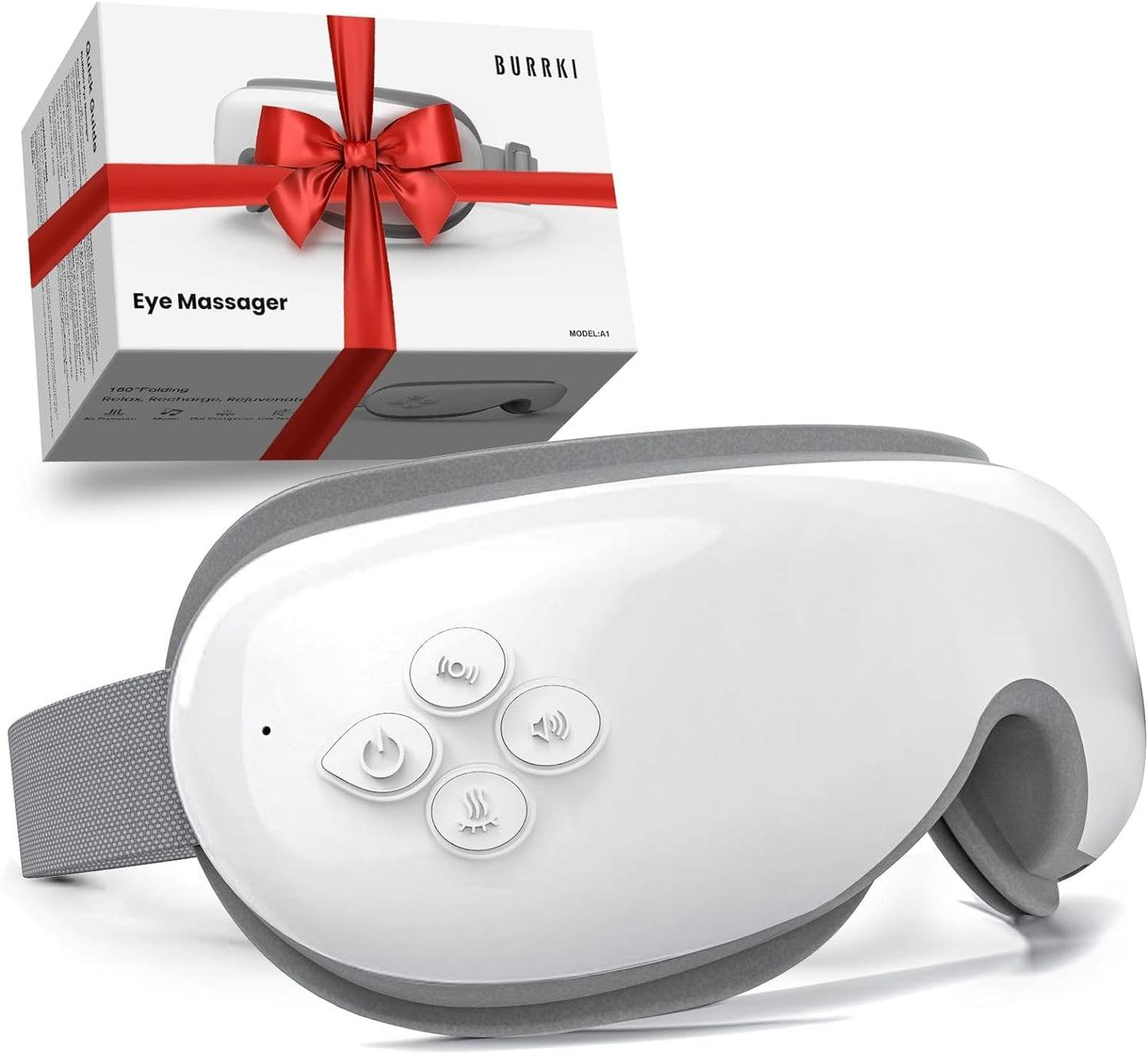 Eye Massager with Heat, Birthday Gifts for Mom Dad Her Him, Heated Eye Massager for Migraines with Compression and Bluetooth, Reduce Eyes Strain, Dark Circles and Improve Sleep
