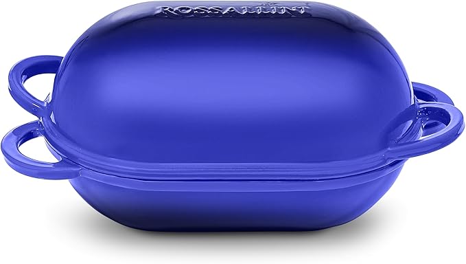 Signature Enameled Cast Iron Sourdough Bread Oven | Non-Stick with Tight Fitting Lid for Perfect Baking and Bread Making | 2QT Oval Oven With Lid [Indigo Blue]