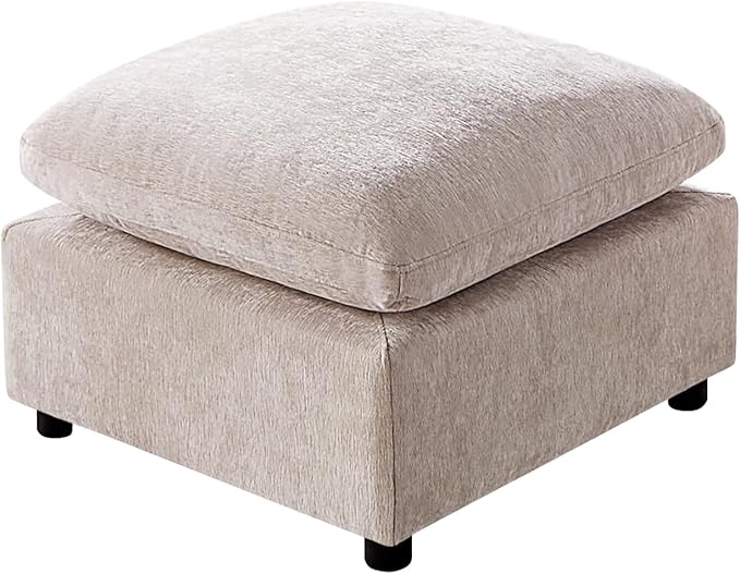 VANOMi Upholstered Square Modular Ottoman for Modular Sectional Sofa, Ottoman Footrest and Seat Cube for Living Room, Chenille