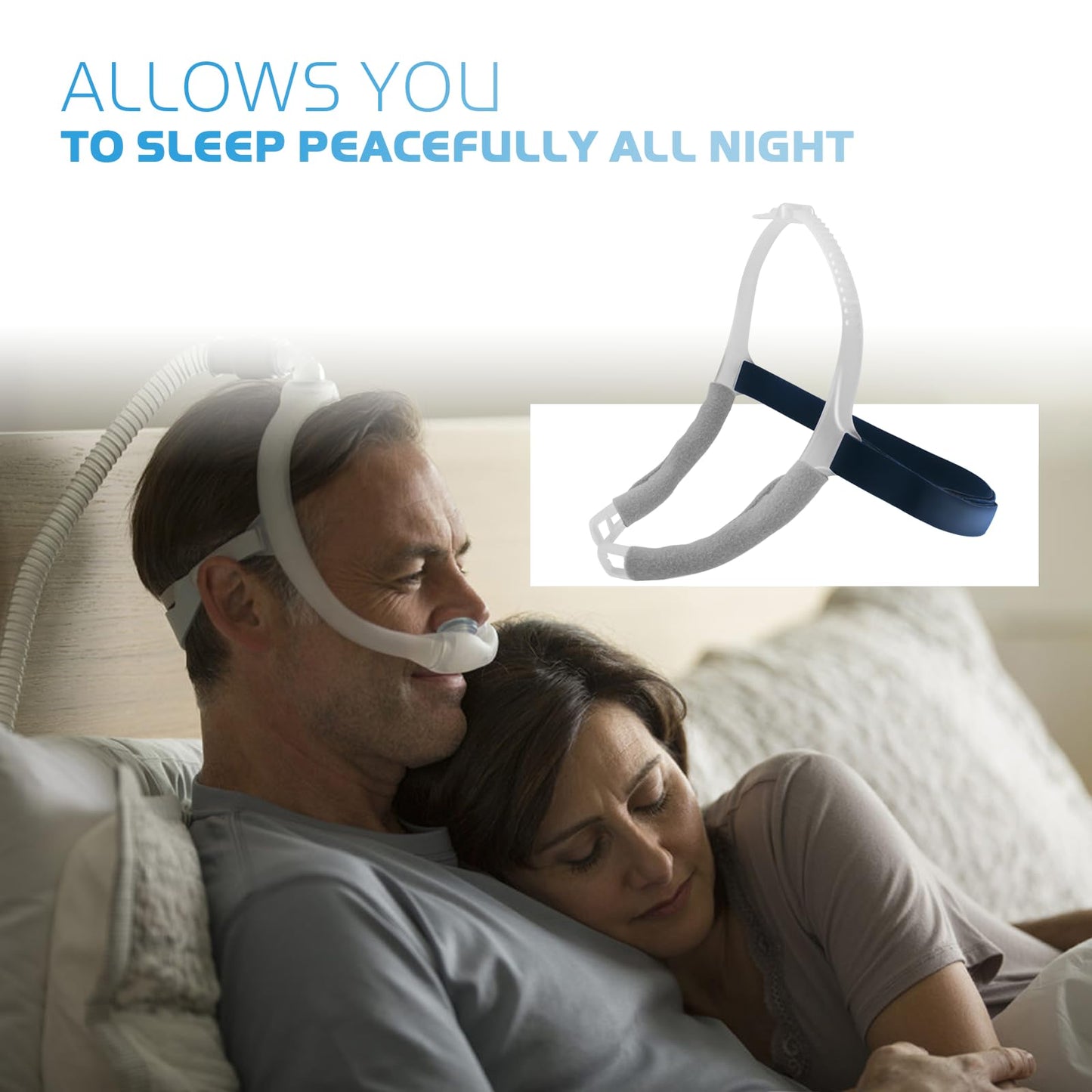 Headgear with Frame Replacement for ResMed Swift FX Nasal Pillows Mask, Comfortable CPAP Mask Head Strap Including Adjustable Silicone Frame & Back Headgear & 2 Strap Wraps