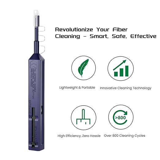 LC Fiber Cleaner Pen.800+ Single Click Fiber Cleaner,1.25mm LCUPC Optical Connector Cleaner & Endface Cleaning Pen
