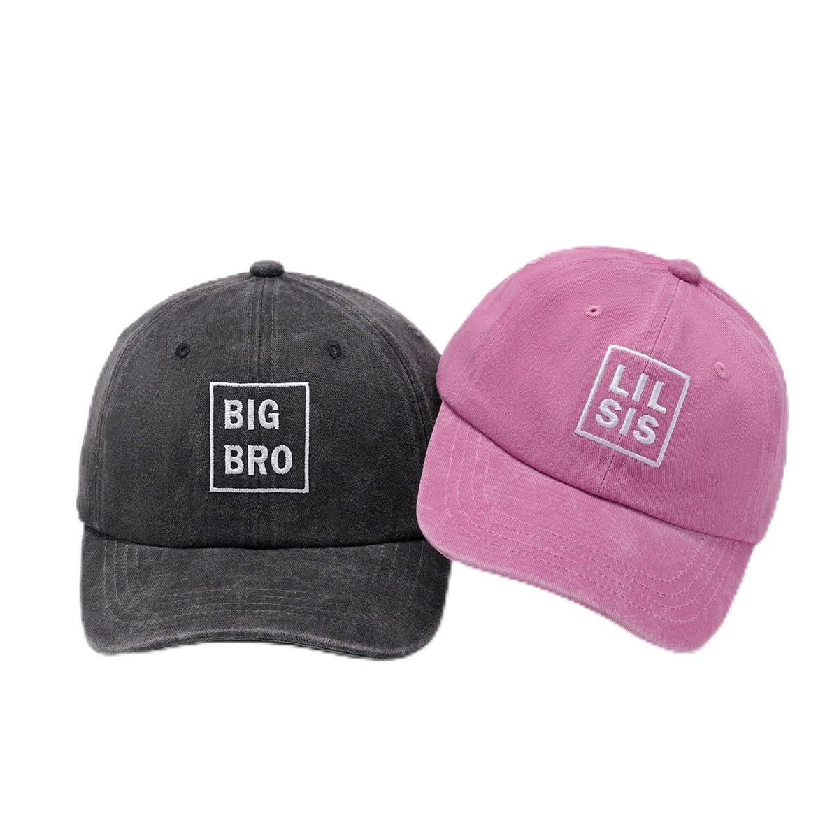 labi baby Brother Sister Matching Hats Big Brother Announcement Caps New Baby Pregnant Gift Adjustable Sibling Baseball Cap for Boy Girl Youth Kid Twin Outfit Embroidered Big Bro Lil Sis Pink