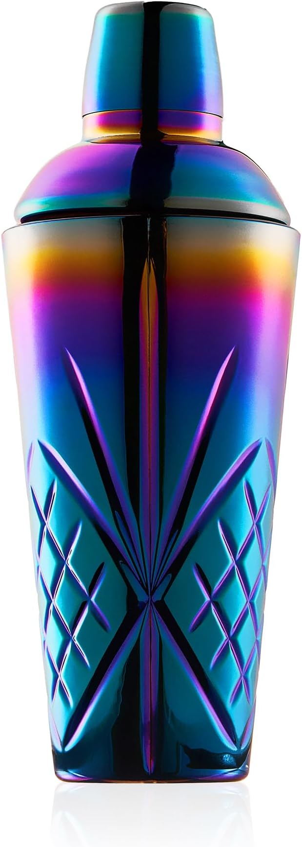 Crystal Cocktail Shaker W/Rainbow Design - 18.5oz-Jumbo Martini Shaker for Elevated Mixology. for Espresso Coffee, Motcha,...