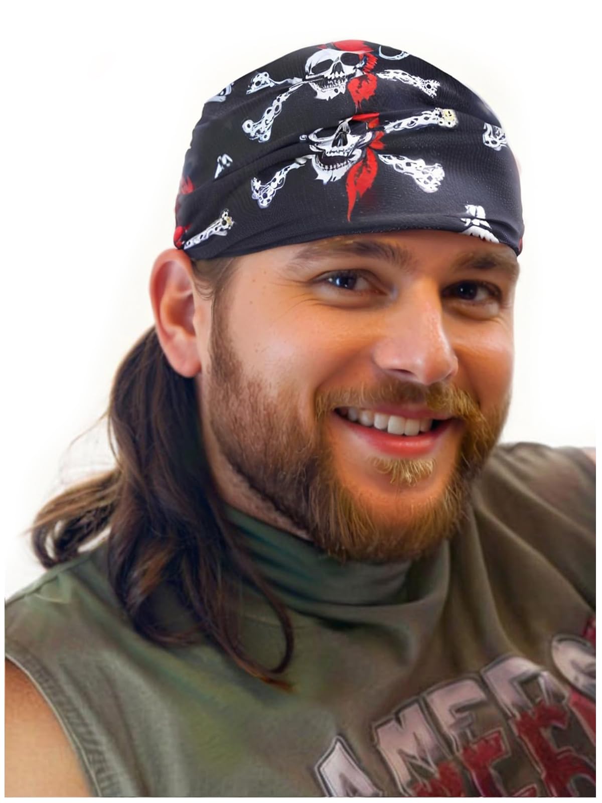 Cariniss Mullet Wig for Men,Mullet Costume Wig Pirate Hat, One Size (Medium Brown)