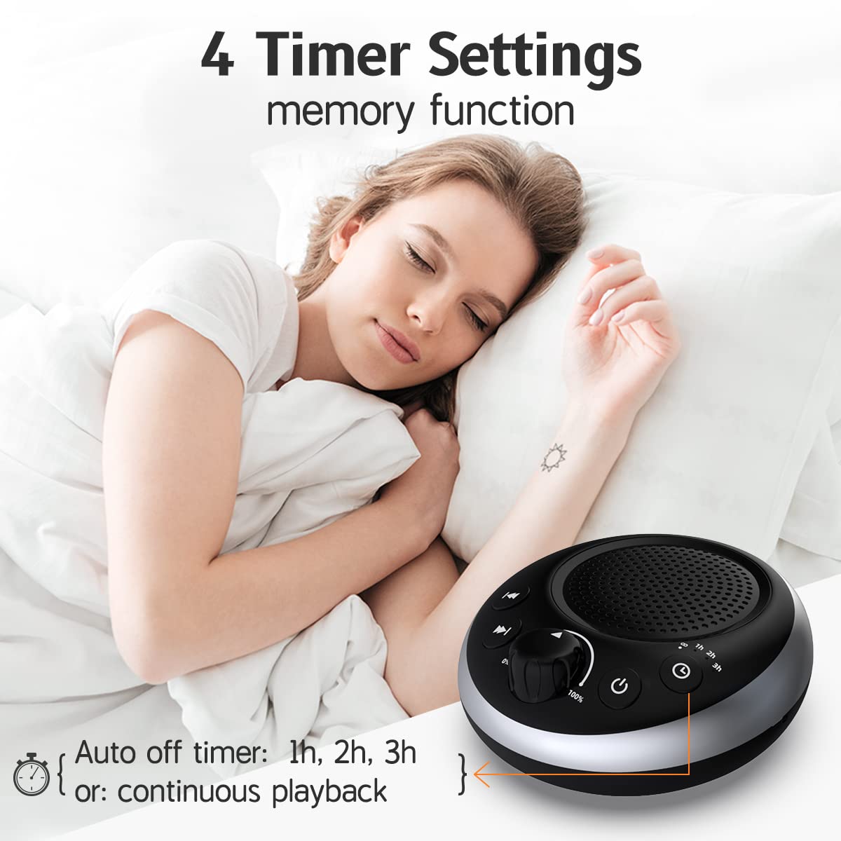 Sound Machine Loud White Noise Machine Nonstop Brown Noise Sleep Machine 30 Soothing Sounds for Baby Kids Adults Pink Noise Sounds Machine 36-Level Vol 4 Timer Memory Function for Home Travel Office