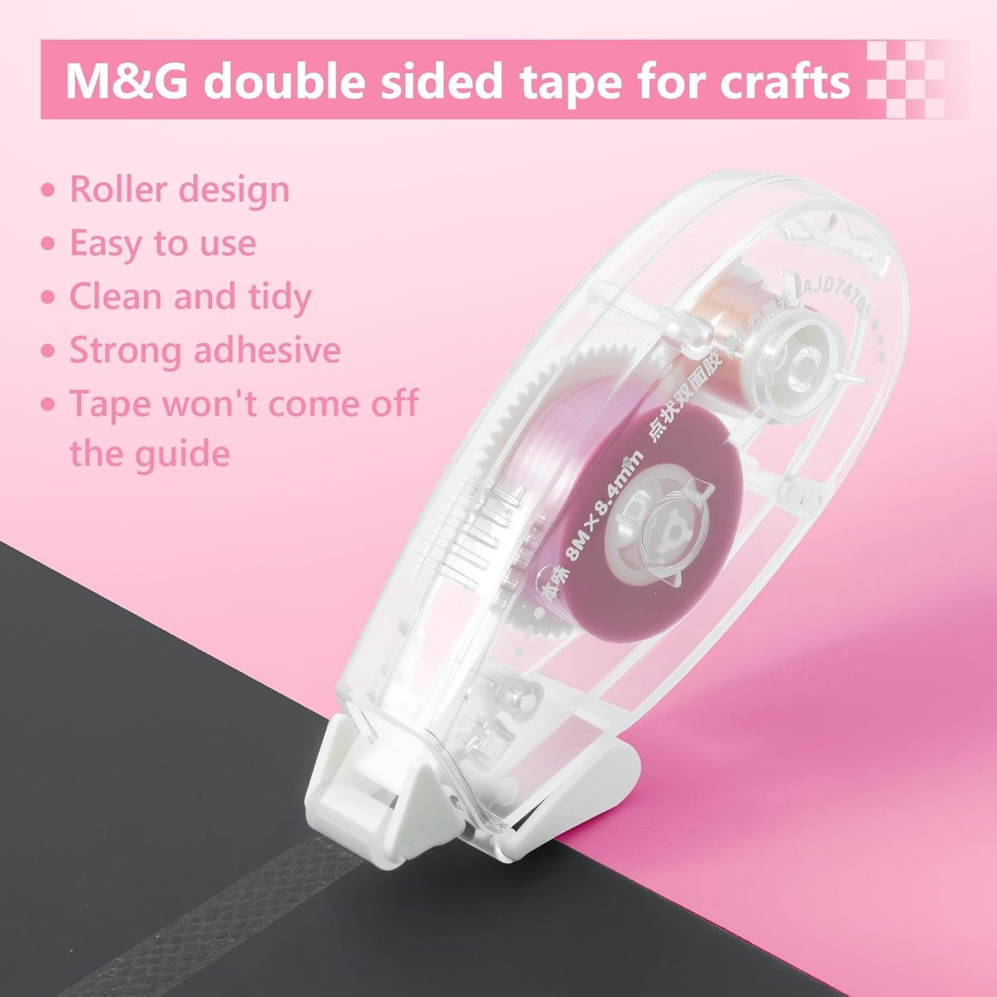 M&G 4 Pack Double Sided Tape Roller for Crafts, 0.33in x 26.25FT Adhesive Glue Runner Scrapbooking Supplies Journaling School Office Teacher Supplies for Kids and Adults