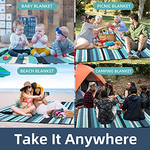 ZAZE Picnic Blankets Beach Blanket, 80''x80'' Extra Large Thick 3-Layers, Sandproof Machine Washable Waterproof Foldable O...