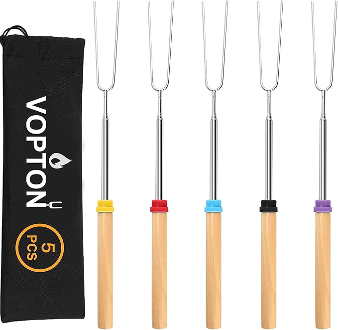 5 Pcs Marshmallow Roasting Sticks for Fire Pit Long 32Inch, Smores Sticks Skewers, Smores Kit for Fire Pit, Premium Telesc...