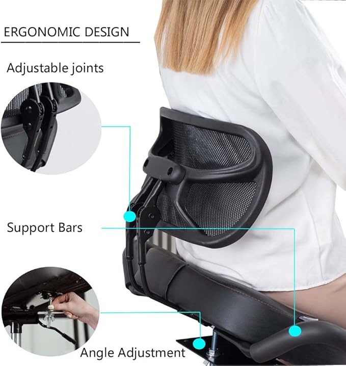 Ergonomic Kneeling Chair with Back Support and Wheels for Office, Adjustable Balance Chair for Home,Black