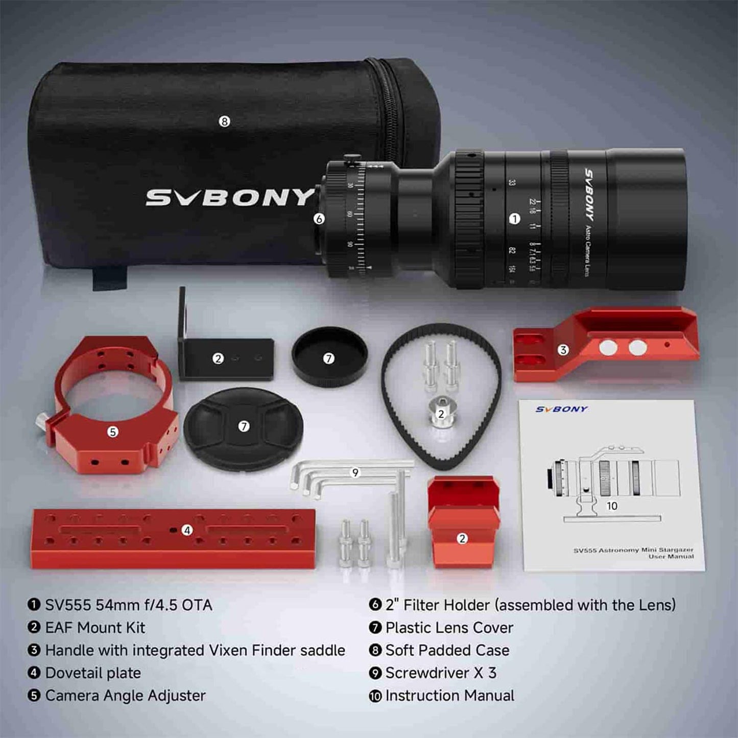 SVBONY SV555 APO Telescope with SV226 Filter Drawer, Refractor 54mm Astrophotography SLR Camera Lens, Petzval Objective Structure, F4.5 to F22 Variable Aperture, for Deep Sky Photography