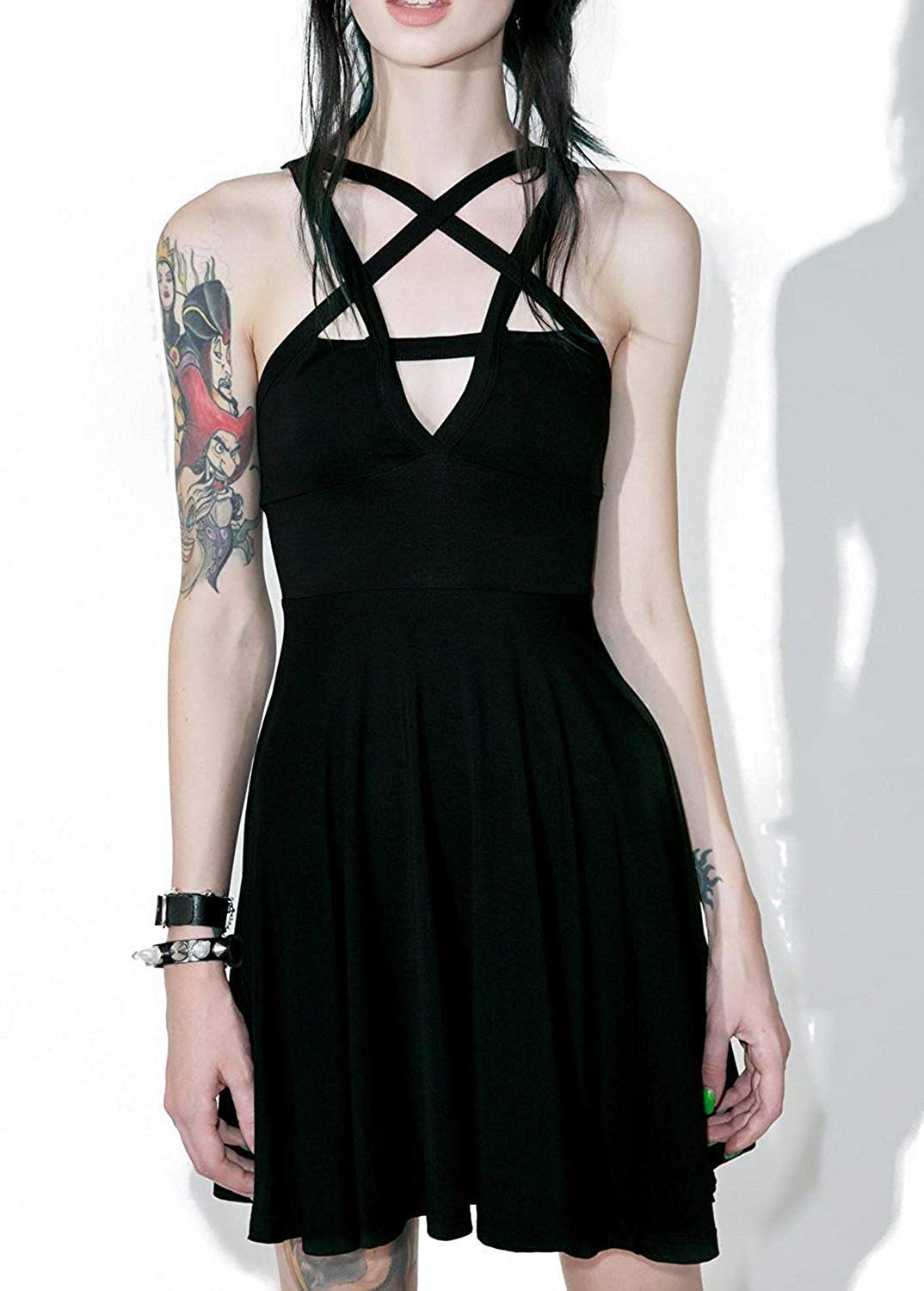 Fashion Dress Gothic Vintage Romantic Casual Goth Dress for Women Black
