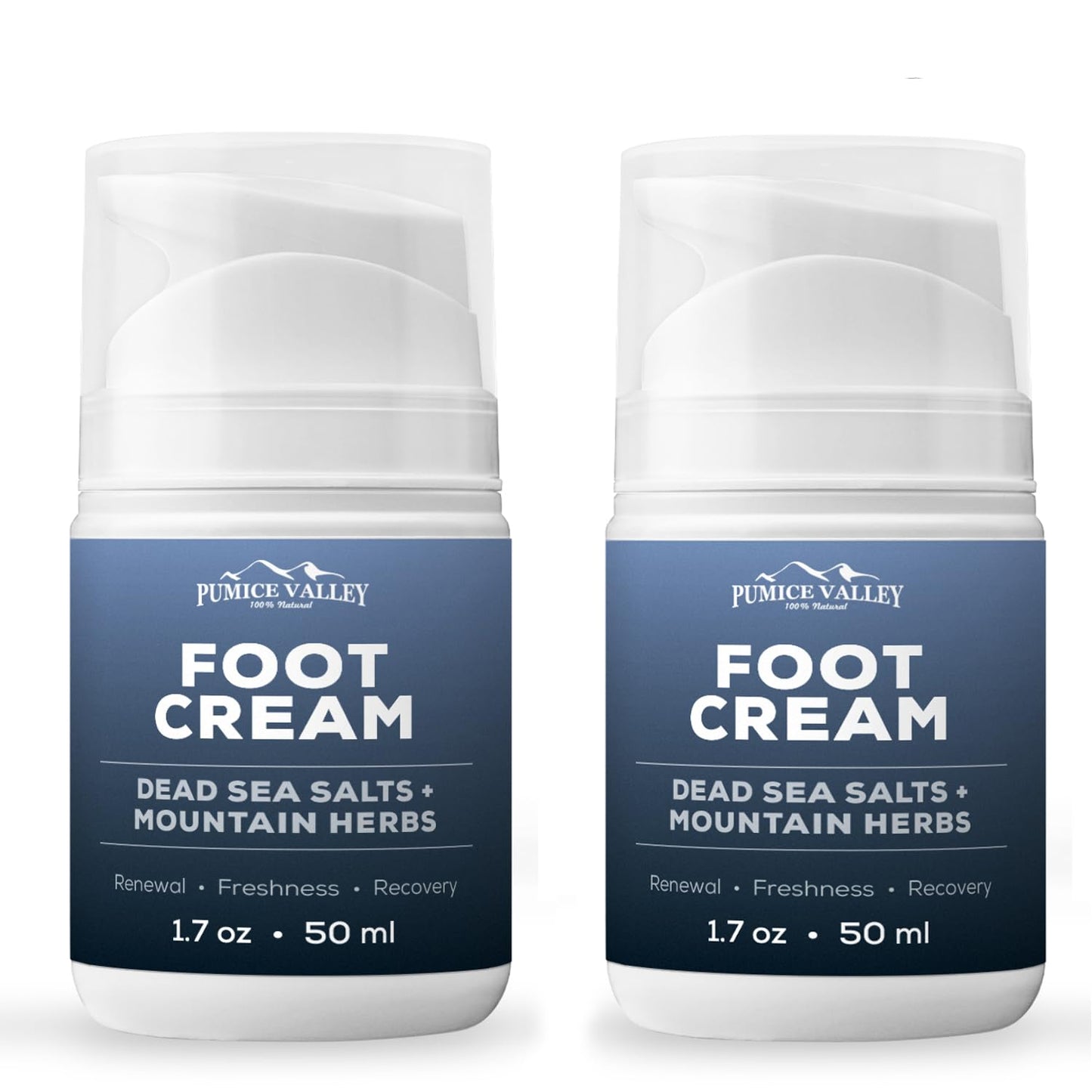 Pumice Valley 2 Pack Foot Cream for Dry Cracked Feet and Heels - Natural Moisturizer, Corn, Calluses Treatment - Skin, Body Loti