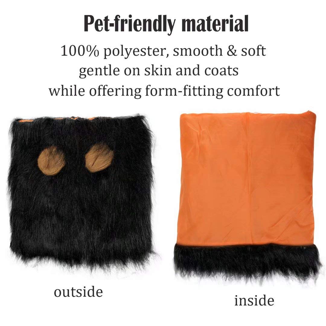 Lions Mane for Large Dog Halloween Costumes, Pet Black Wig with Ears