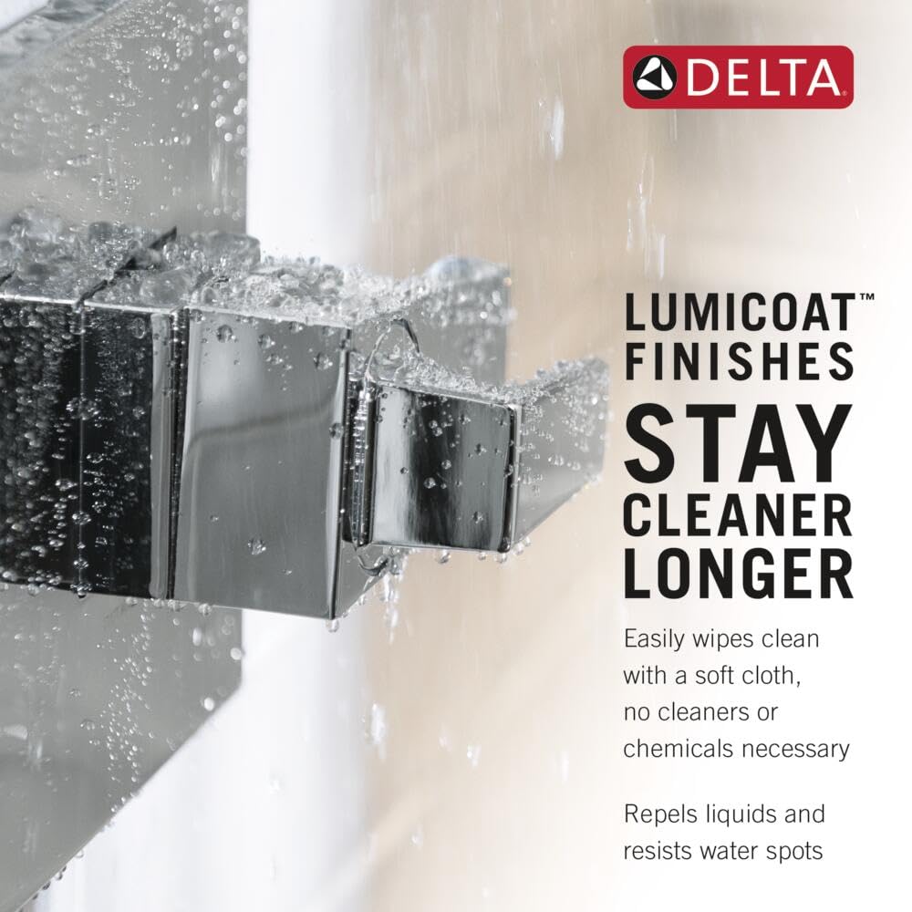 Delta Faucet Tetra Floor-Mount Freestanding Tub Filler with Hand Held Shower, Brushed Nickel Tub Faucet, Lumicoat Stainless T4789-PR-LHP-FL (Valve and Handle Not Included)
