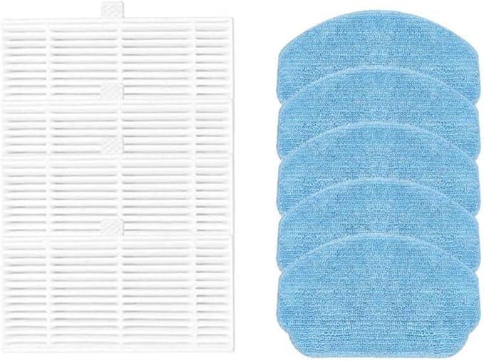 Reusable Microfiber Mop Pads and Filter Accessories for MAfor MNV BR150 BR151, for ONSON BR150 BR151, for MANVINS G20 Robot Vacuum Cleaner - 9 Piece Set (White/Blue)