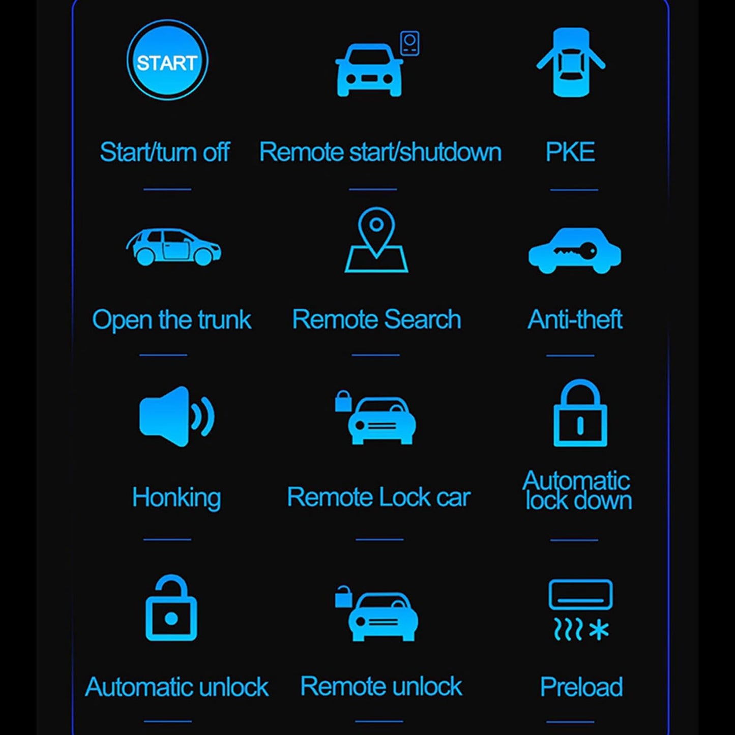 CHADWICK 12V Car Remote Start Stop Kit - PKE Keyless Entry, Bluetooth Control, Anti-Theft System, Model 886BT-X5