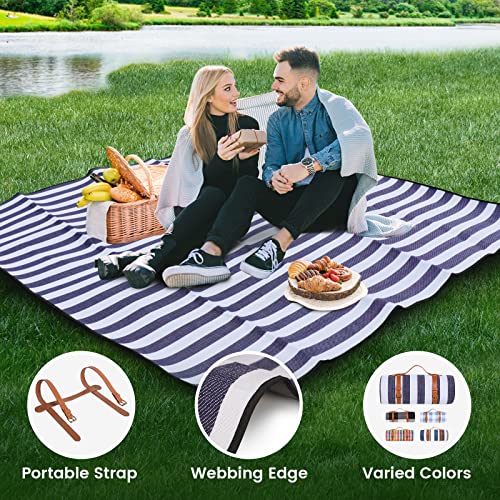 sapsisel 80”x 80” Picnic Blanket Extra Large, Waterproof and Foldable Beach Blanket, 3-Layer Outdoor Blanket for 6 to 8 Ad...