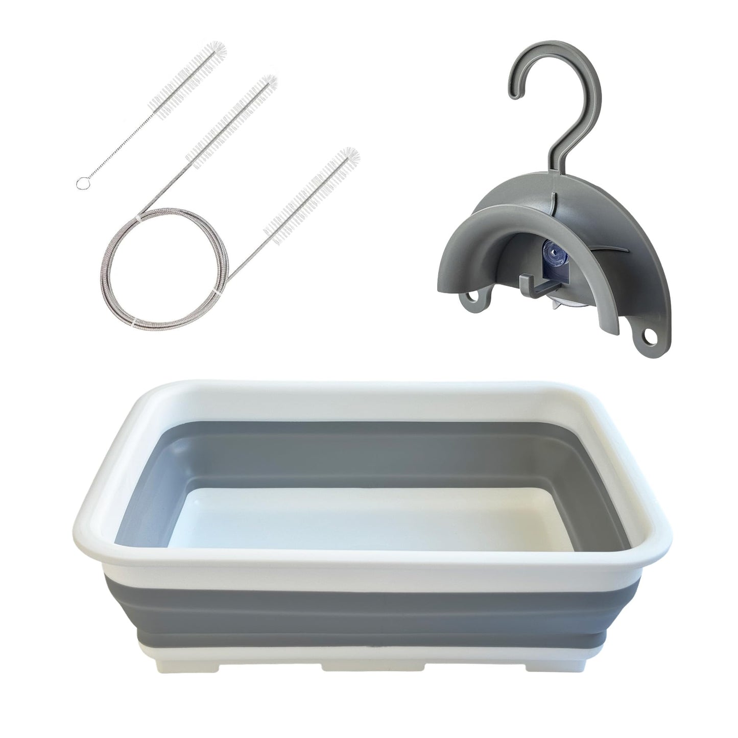 Lemintae CPAP Cleaning Kits with Tube and Mask Brush, Collapsible Wash Basin & Hose Hanger - CPAP Hose Cleaner Supplies to Make Cpap Accessories Cleaning, Drying, Storing Easier