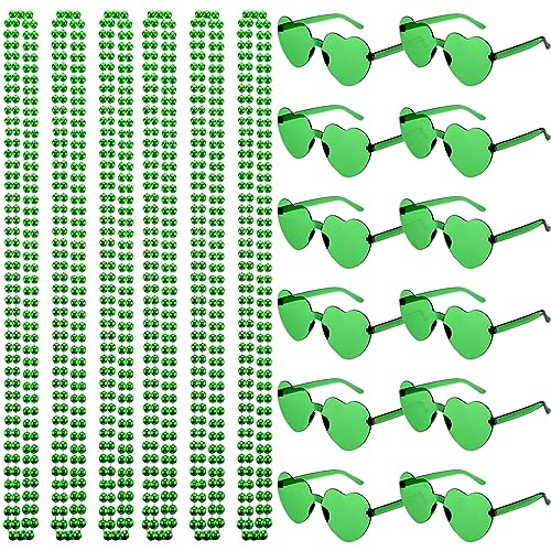 Mepase 24 Pcs Beads Necklaces and Heart Sunglasses 80s Accessories for Adults Valentines Parade Wedding Birthday Party Favor