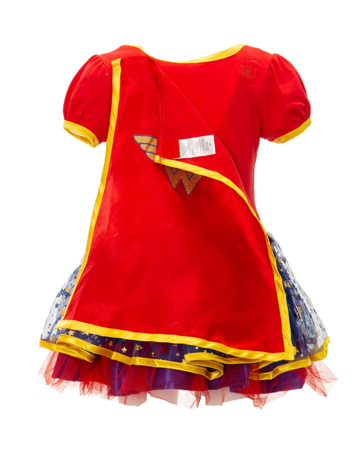 WARNER BROS Justice League Wonder Woman Toddler Girls Cosplay Tulle Costume Dress Cape and Headband 3 Piece Set 4T