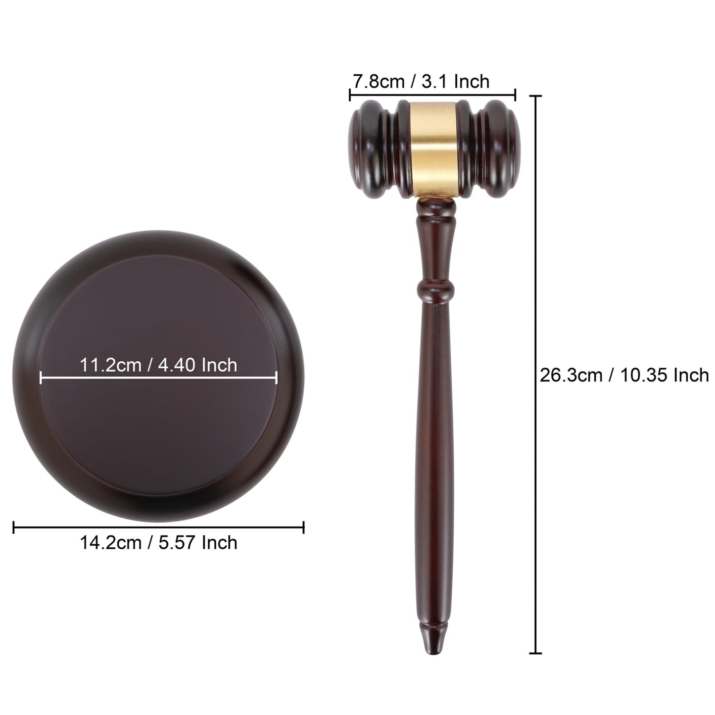 Apexstone Wooden Gavel and Block Set, Wooden Gavel and Sound Block Set for Lawyer Judge Auction Sale Gift