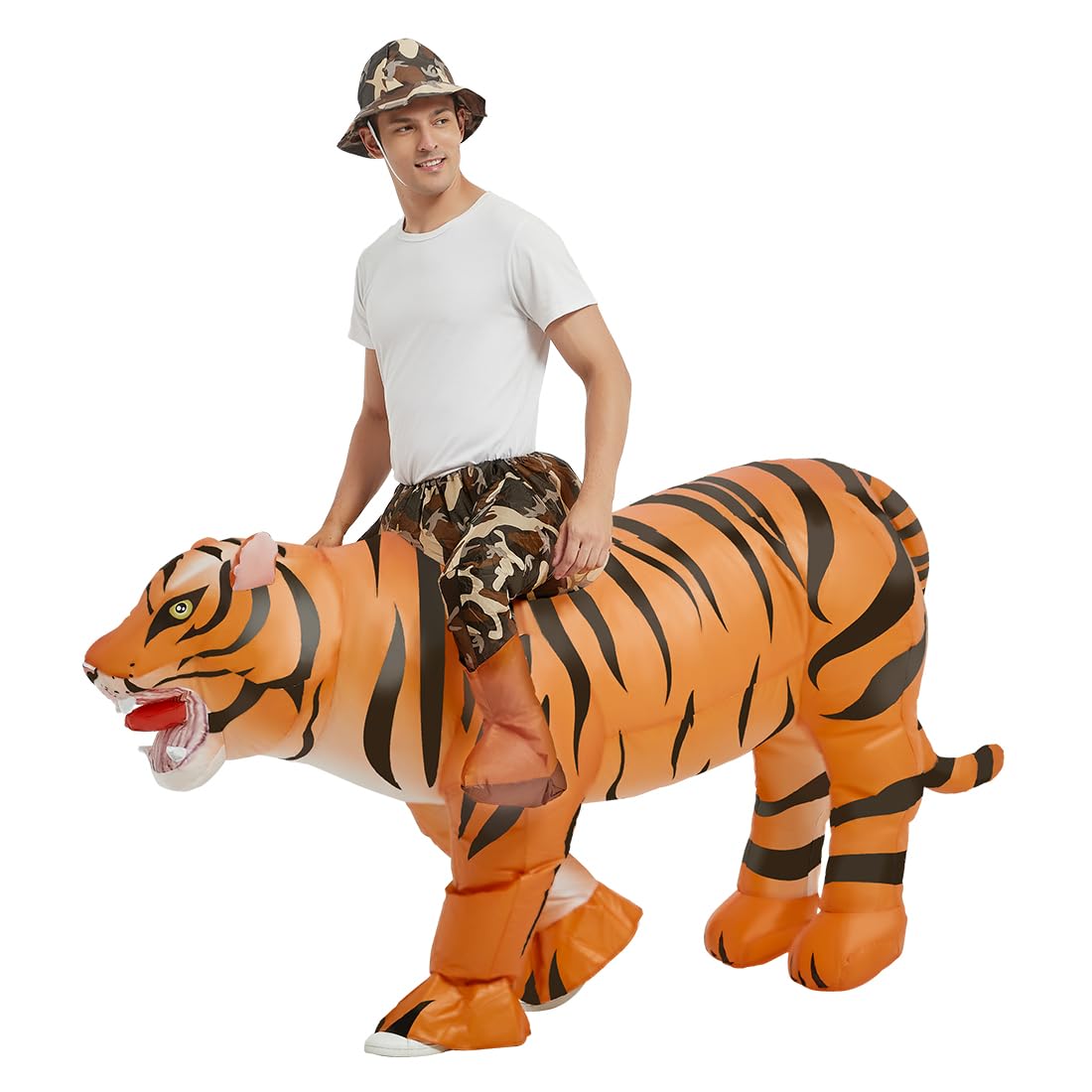 GOOSH Inflatable Tiger Costume for Adult Halloween Costume Women Man Funny Blow up Costume for Halloween Party Cosplay